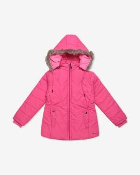 zip-front hooded jacket with detachable hood