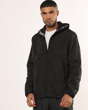 zip-front hooded jacket