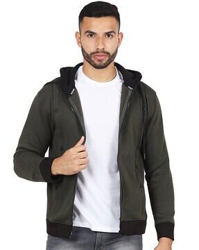 zip-front hooded jacket