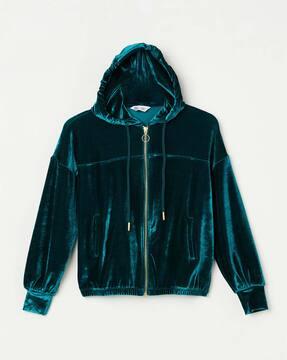 zip-front hooded jacket