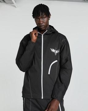 zip-front hooded jacket