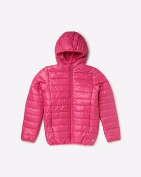 zip-front hooded puffer jacket