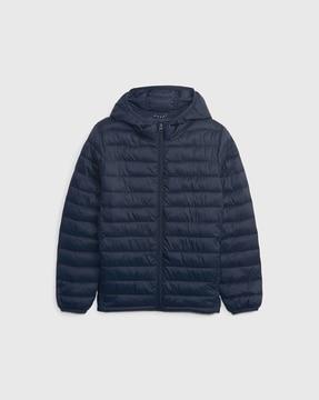 zip-front hooded puffer jacket