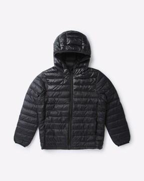 zip-front hooded puffer jacket