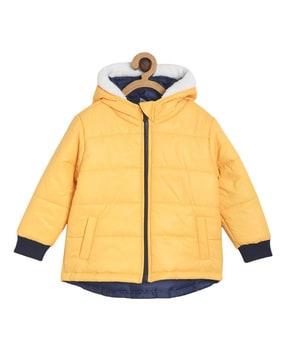 zip-front hooded puffer jacket