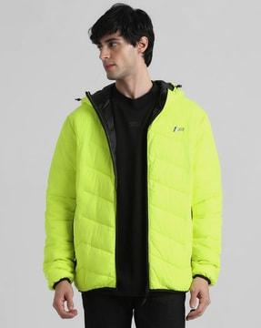 zip-front hooded puffer jacket