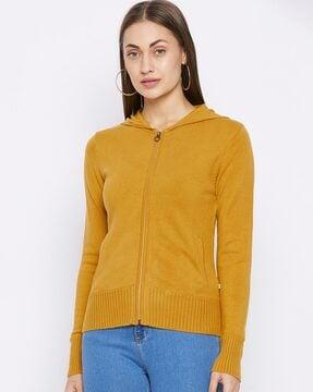 zip-front hooded sweater