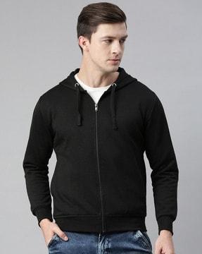 zip-front hooded sweatshirt