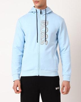 zip-front hooded sweatshirt