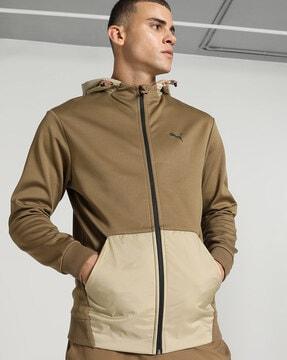 zip-front hooded sweatshirt