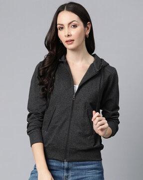 zip-front hooded sweatshirt