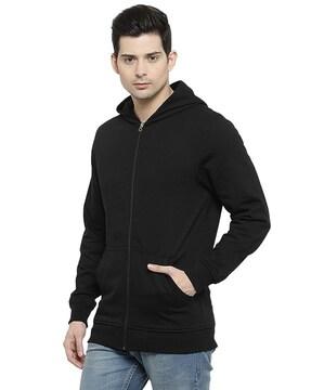 zip-front hooded sweatshirt