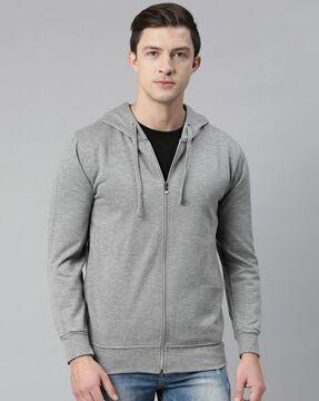 zip-front hooded sweatshirt