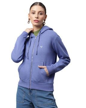 zip-front hooded sweatshirt