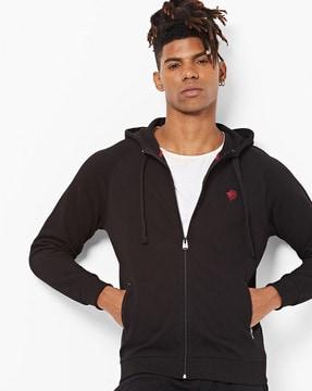 zip-front hooded sweatshirt