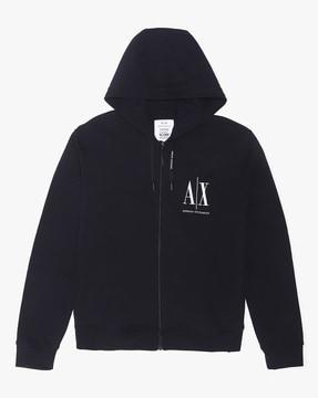 zip-front hoodie with brand logo