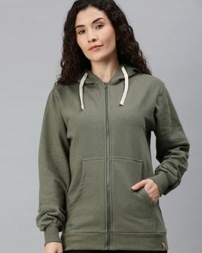 zip-front hoodie with drawstring