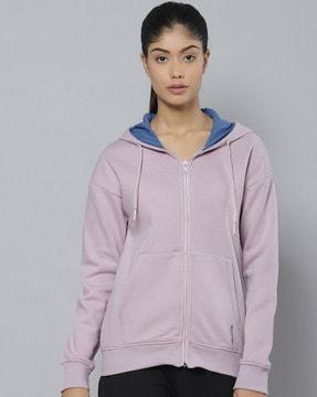 zip-front hoodie with drawstring