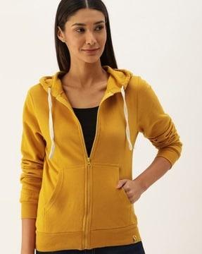 zip-front hoodie with drawstring