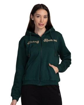 zip-front hoodie with drawstring