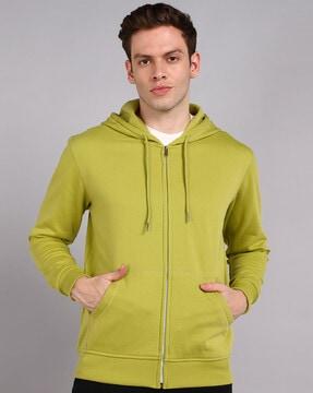 zip-front hoodie with drawstring