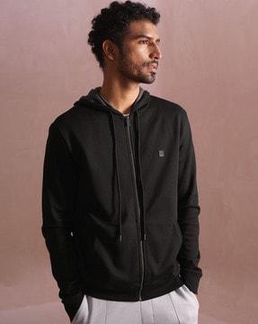 zip-front hoodie with drawstring