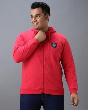 zip-front hoodie with drawstring