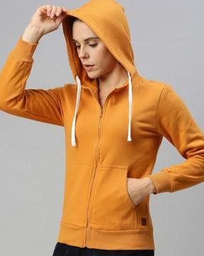 zip-front hoodie with drawstring