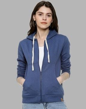 zip-front hoodie with drawstring