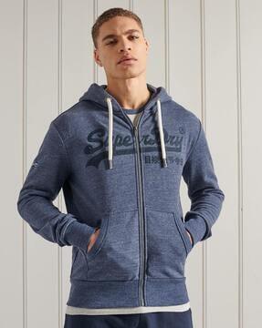 zip-front hoodie with embroidered logo