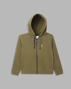 zip-front hoodie with embroidered logo