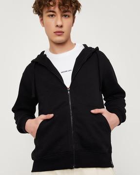zip-front hoodie with full sleeves