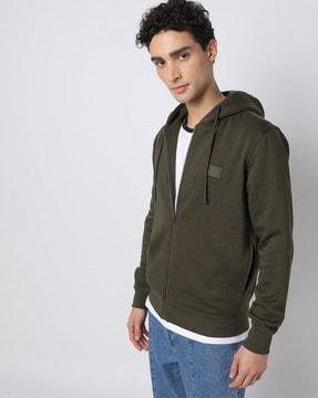 zip-front hoodie with insert pocket