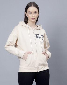 zip-front hoodie with insert pocket