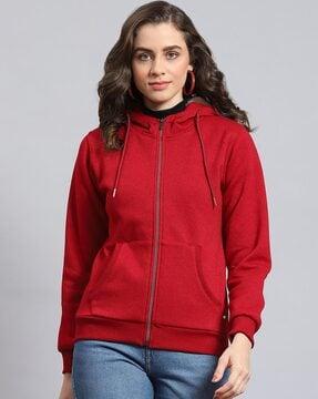 zip-front hoodie with insert pocket