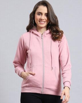 zip-front hoodie with insert pocket