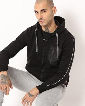 zip-front hoodie with insert pockets