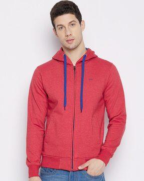 zip-front hoodie with insert pockets