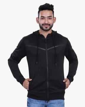 zip-front hoodie with insert pockets