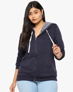 zip-front hoodie with insert pockets