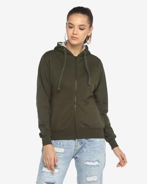 zip-front hoodie with insert pockets