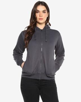 zip-front hoodie with insert pockets