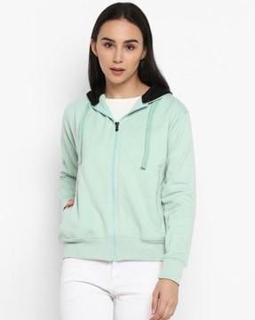 zip-front hoodie with insert pockets