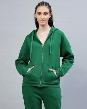 zip-front hoodie with insert pockets