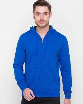 zip-front hoodie with insert pockets