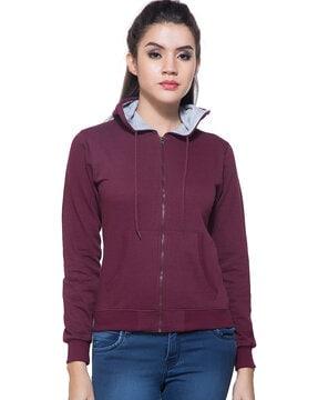 zip-front hoodie with insert pockets