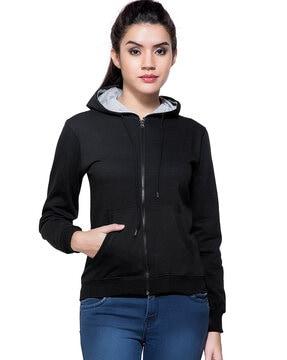 zip-front hoodie with insert pockets