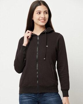 zip-front hoodie with insert pockets