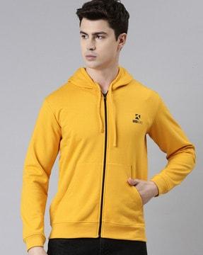 zip-front hoodie with kangaroo pocket