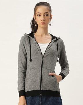 zip-front hoodie with kangaroo pockets